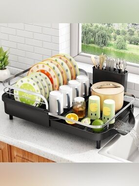 SAYZH Dish Drying Rack - Expandable Dish Rack for Kitchen Counter